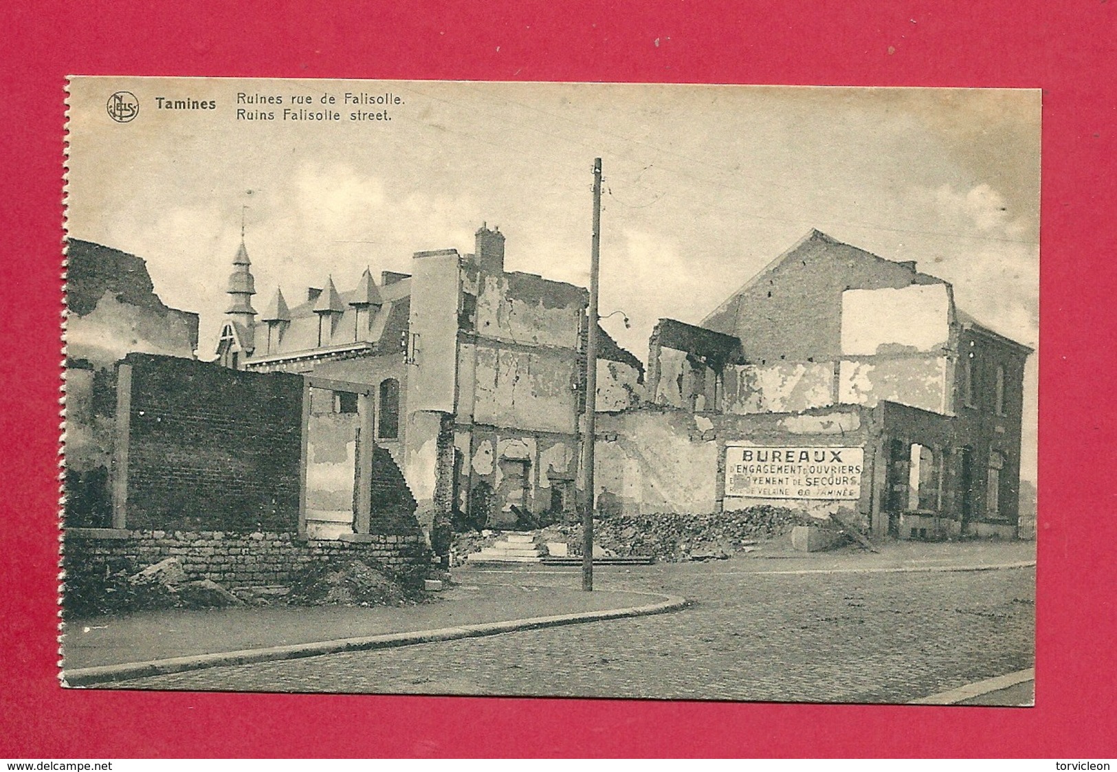 C.P. Tamines = Ruines  1914-1918 :  Rue FALISOLLE - Sambreville