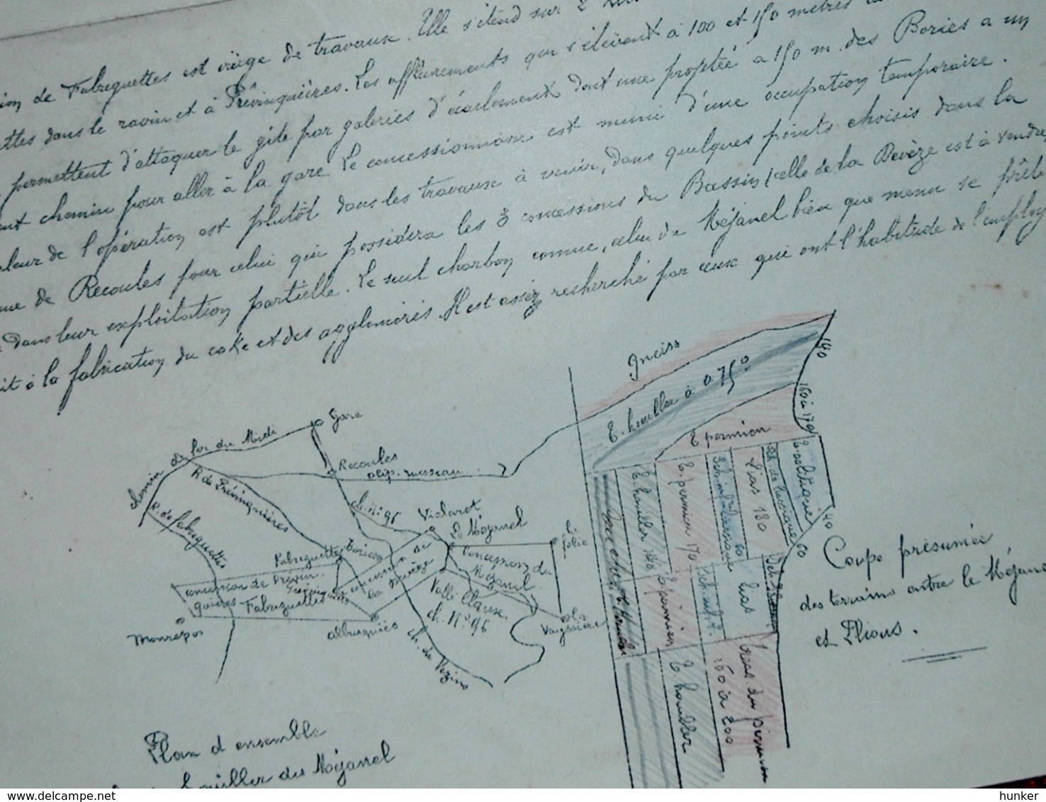 PLAN  Mine Concession De Fabreguettes Mines Du MEJANEL Aveyron - Autres Plans