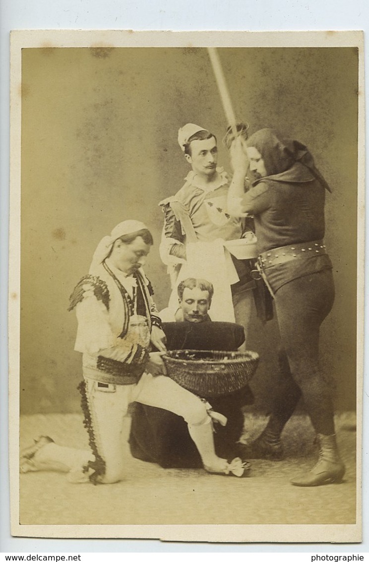 France Acteurs Scene De Theatre Execution Bourreau Ancienne Photo Carte Cabinet 1870 - Old (before 1900)