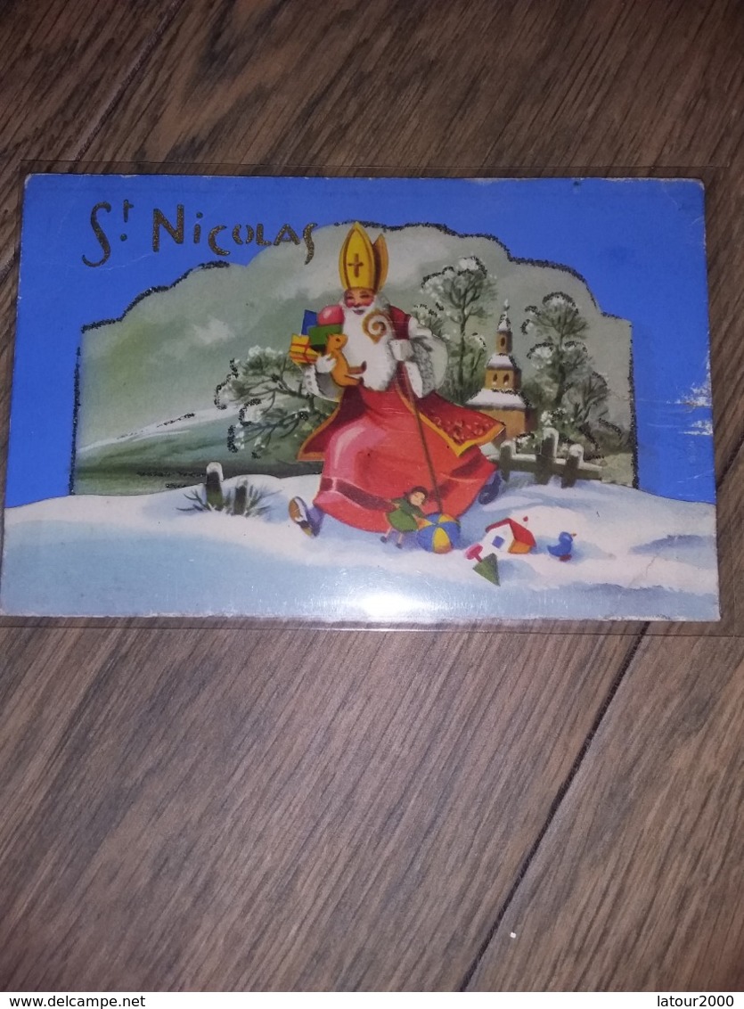 SAINT NICOLAS EN RELIEF S'ECARTE DU PAYSAGE    PAILLETTES BRILLANTES - Sinterklaas