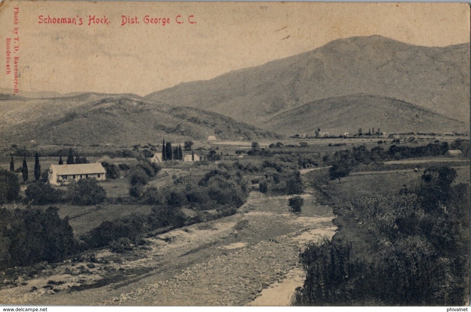 1908 , SUDAFRICA , TARJETA POSTAL CIRCULADA , KNYSNA , SCHOEMAN'S HOEK , DIST. GEORGE C.C. - Sudáfrica