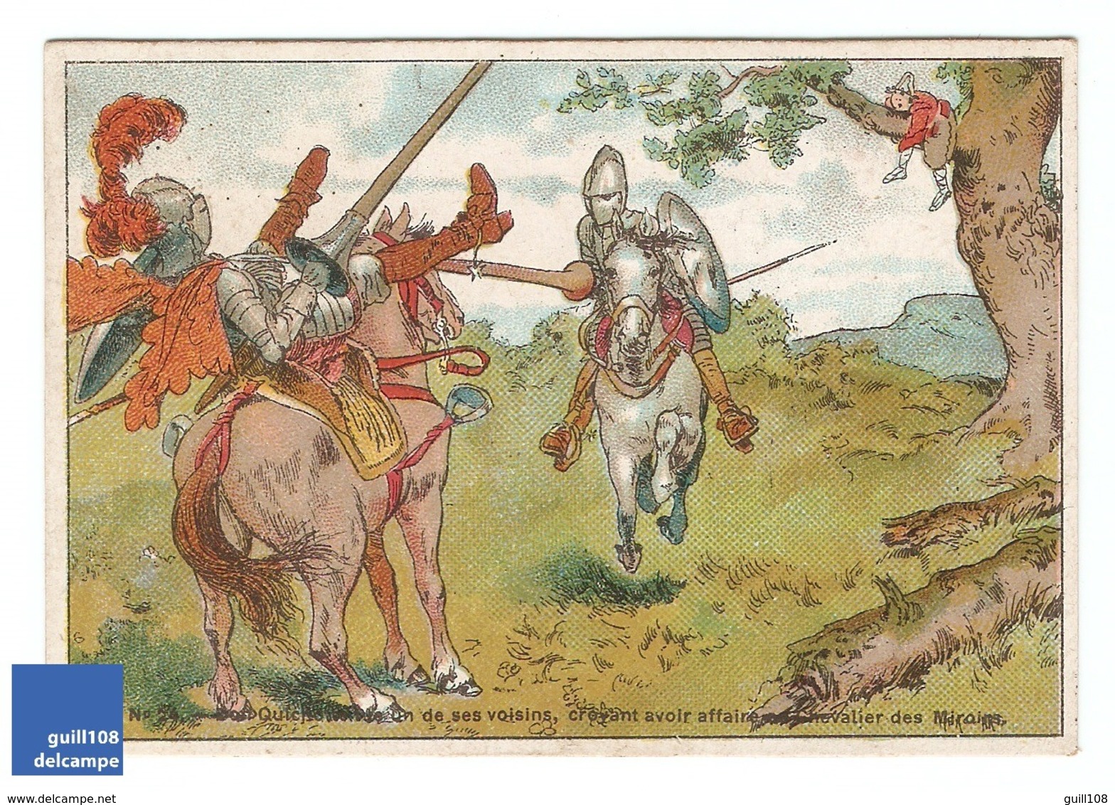 Chromo Chocolat De Marlieu La Tour Du Pin Don Quichotte Chevalier Combat Duel Moyen Age épée Guerre Hérouard A15-48 - Sonstige & Ohne Zuordnung