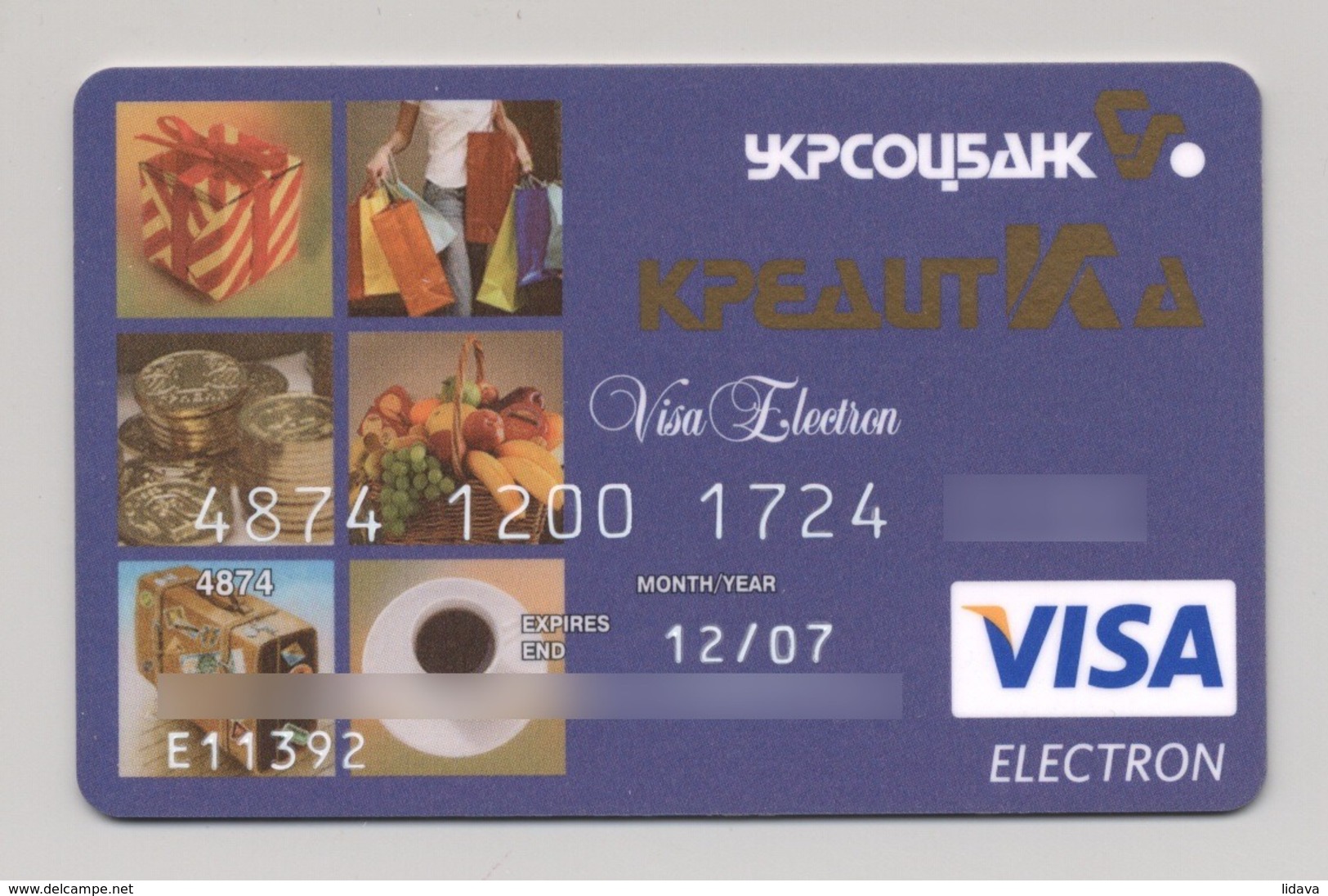 Credit Card Bankcard UKRSOTSBANK Bank UKRAINE VISA Expired 12.2007 (more Than 10 Years) - Krediet Kaarten (vervaldatum Min. 10 Jaar)