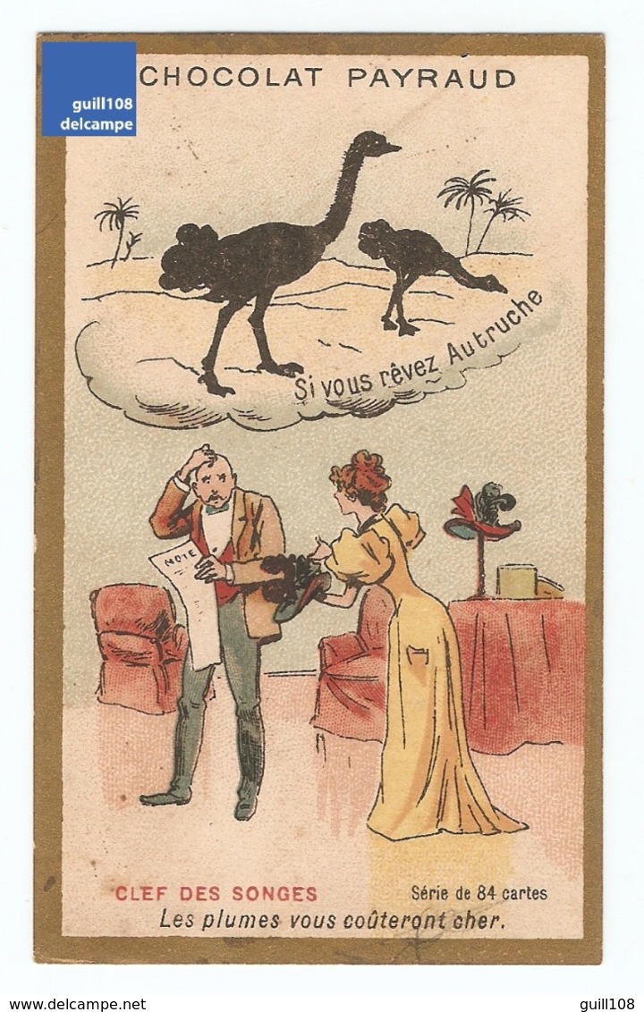 Chromo Chocolat Payraud Champenois Clef Des Songes Rêve Autruche Scène Humour French Victorian Trade Card Ostrich A15-71 - Sonstige & Ohne Zuordnung