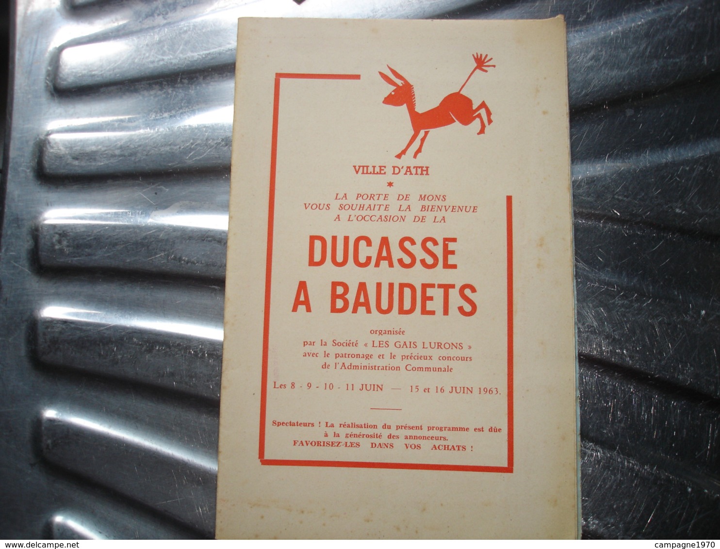 A VOIR !! ATH - DUCASSE A BAUDETS 1963 ( PORTE DE MONS ) - PROGRAMME ( NOMBREUSES PUBS ATHOISES ET REGIONALES ) - Belgio