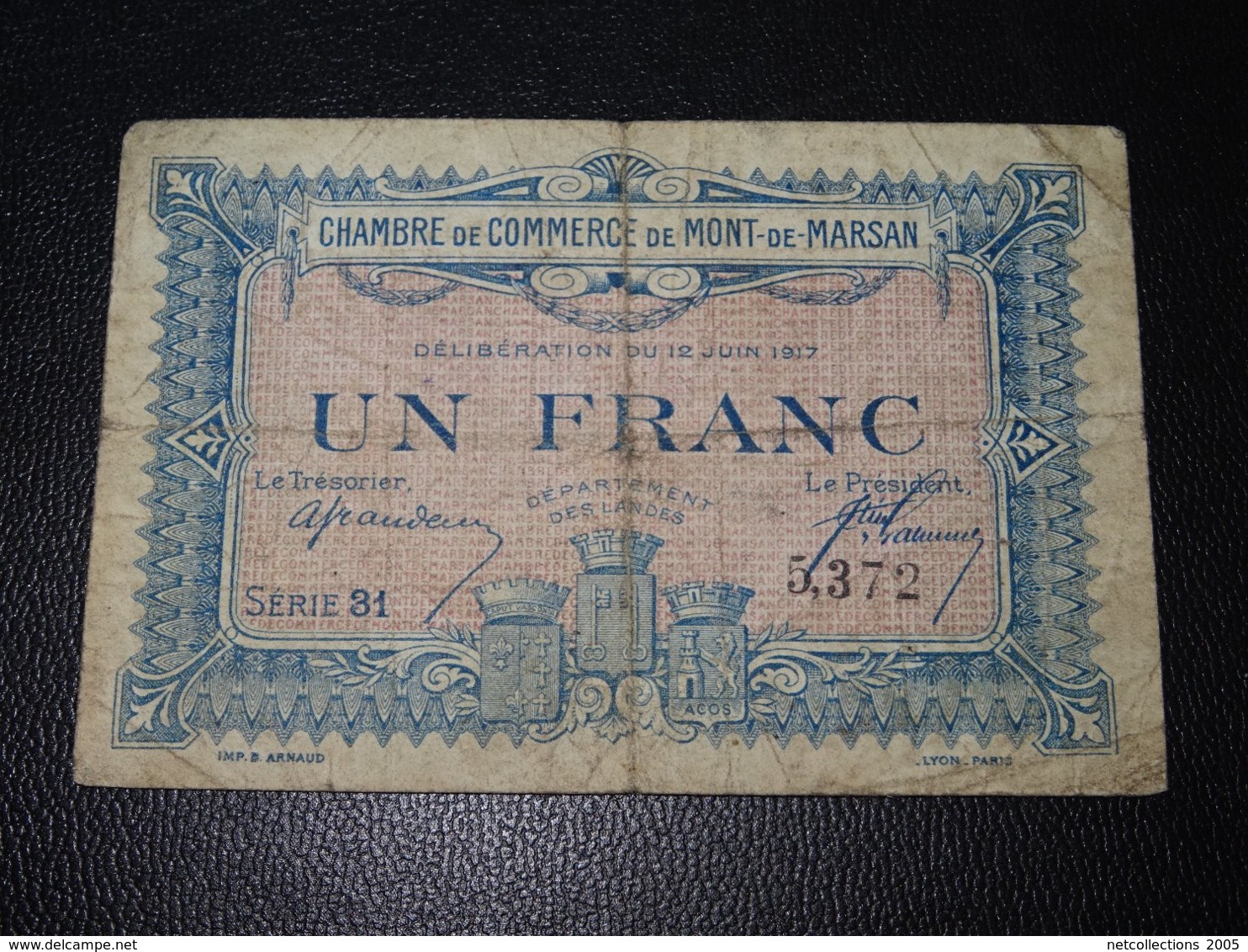 LE BILLET DE NECESSITE DE LA CHAMBRE DE COMMERCE DU MONT DE MARSAN UN FRANC (C.N) - Cámara De Comercio