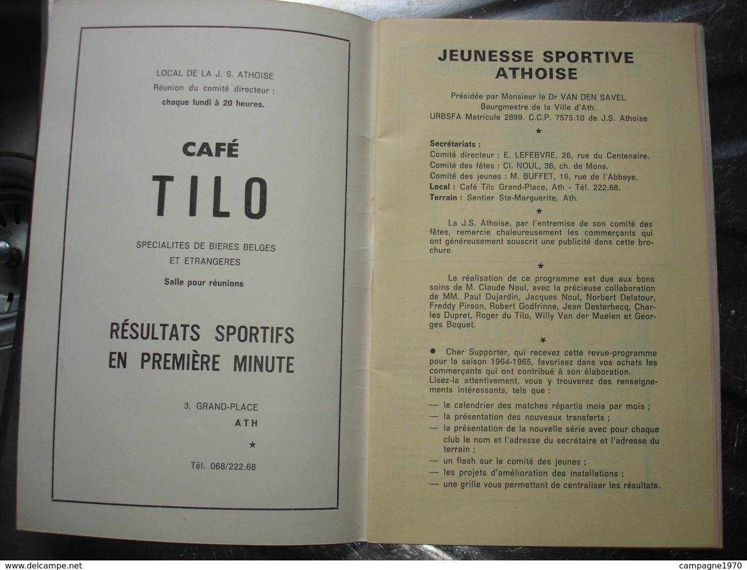 PAS COURANT !! ATH - JEUNESSE SPORTIVE ATHOISE FOOTBALL SAISON 1964 1965 - GUIDE DU VRAI SUPPORTER - Belgique