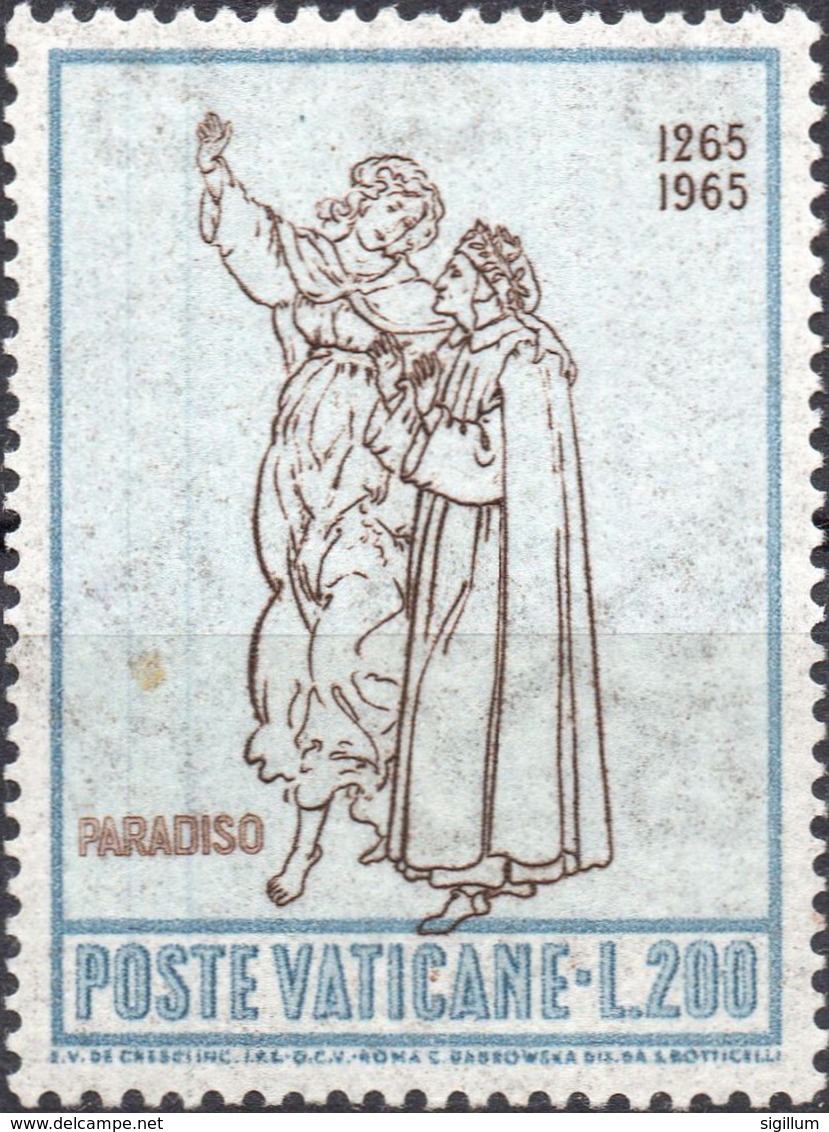 VARIETA VATICANO 1965 - DANTE - DECALCO DELLA STAMPA E DELLA FILIGRANA + 2 RIGHE DI COLORE VERTICALI - MNH** - Varietà E Curiosità