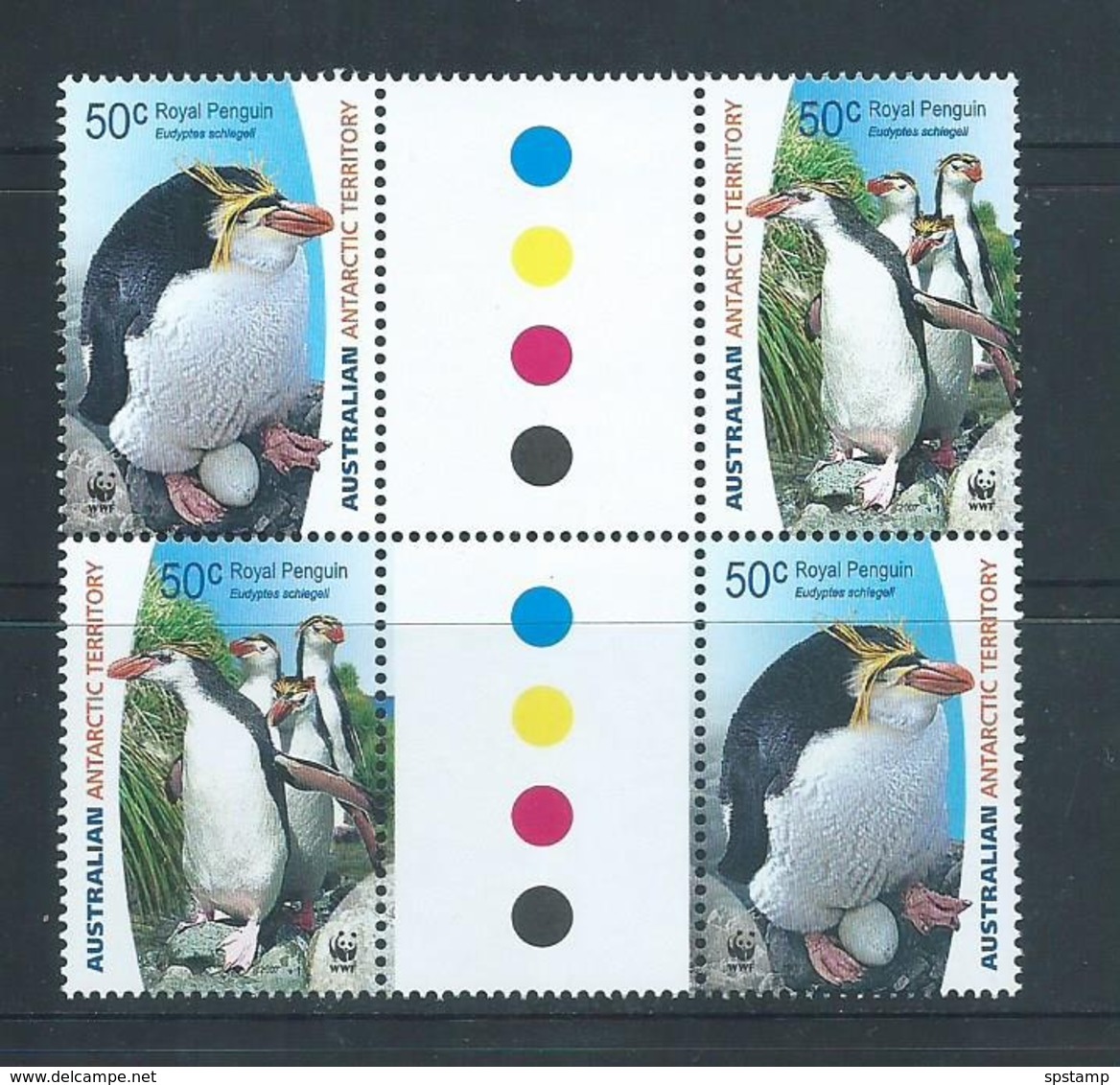 Australian Antarctic Territory 2007 50c Royal Penguins  Se Tenant Gutter Block Of 4 MNH - Unused Stamps