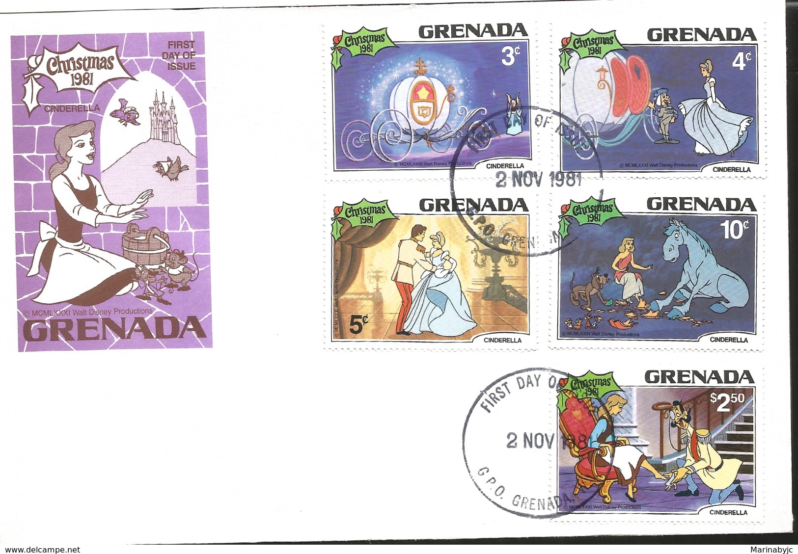 J) 1981 GRENADA, CHRISTMAS, CINDERELLA, FLOAT HORSE, MULTIPLE STAMPS, FDC - Grenada (1974-...)