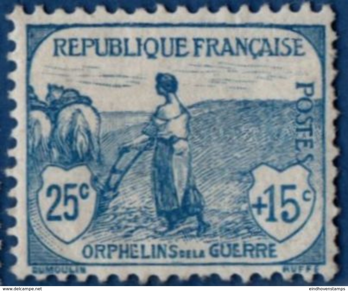 France 1917 Orphelins 25c + 15c MNH - Perforation Right Side Damaged - Other & Unclassified