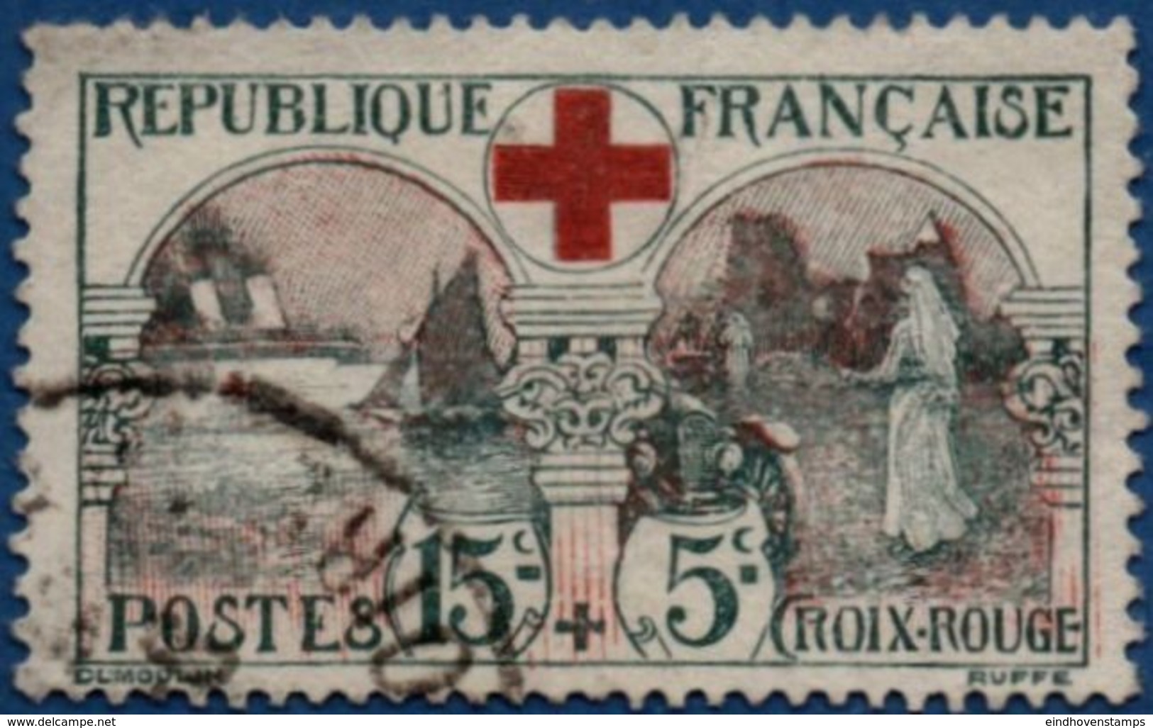 France 1918 15+5 C Red Cross Stamp Cancelled Nurse & Hospital Ship Asturia - Other & Unclassified