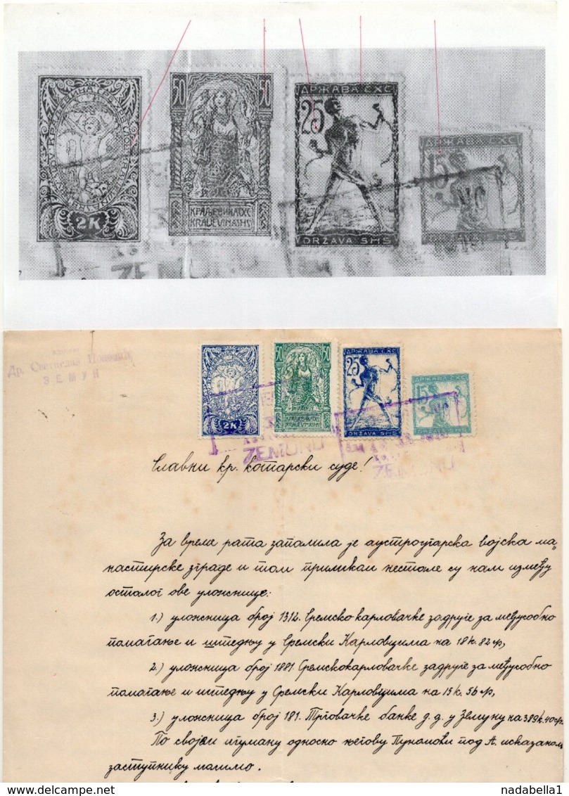 24.12.1919. KINGDOM OF SHS, ZEMUN, CHAIN BREAKERS, VERIGARI,POSTAL STAMPS AS REVENUE, ERROR 2KR LETTER B, 50, 25 AND 15 - Covers & Documents