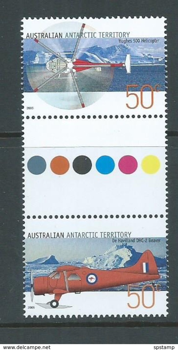 Australian Antarctic Territory 2005 Aviation / Aircraft 50c Gutter Pair MNH - Unused Stamps