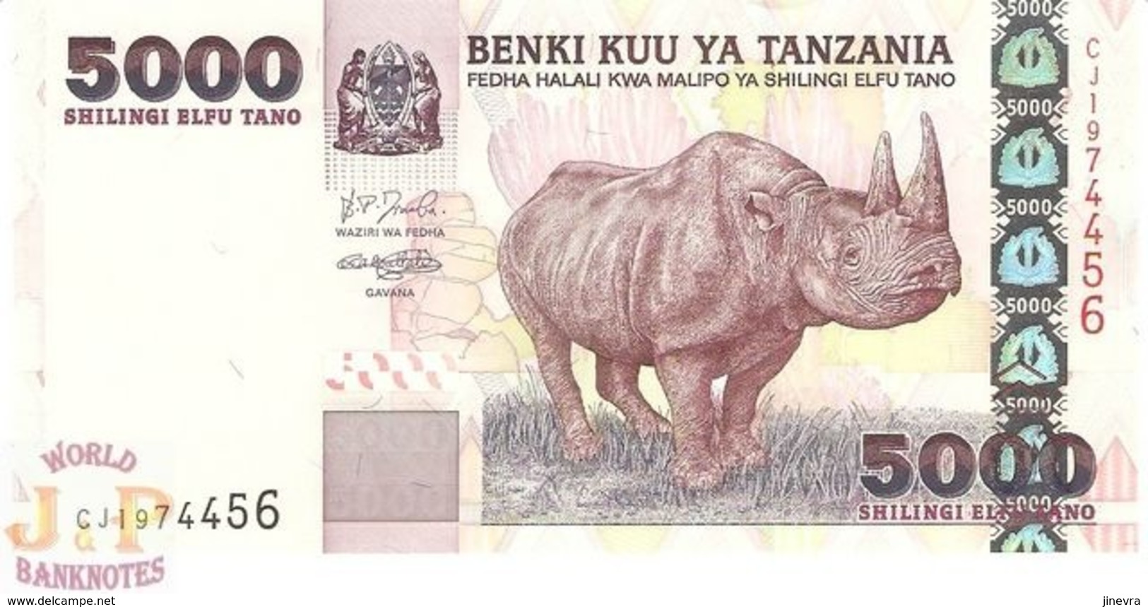TANZANIA 5.000 SHILINGI 2003 PICK 38 UNC - Tanzania