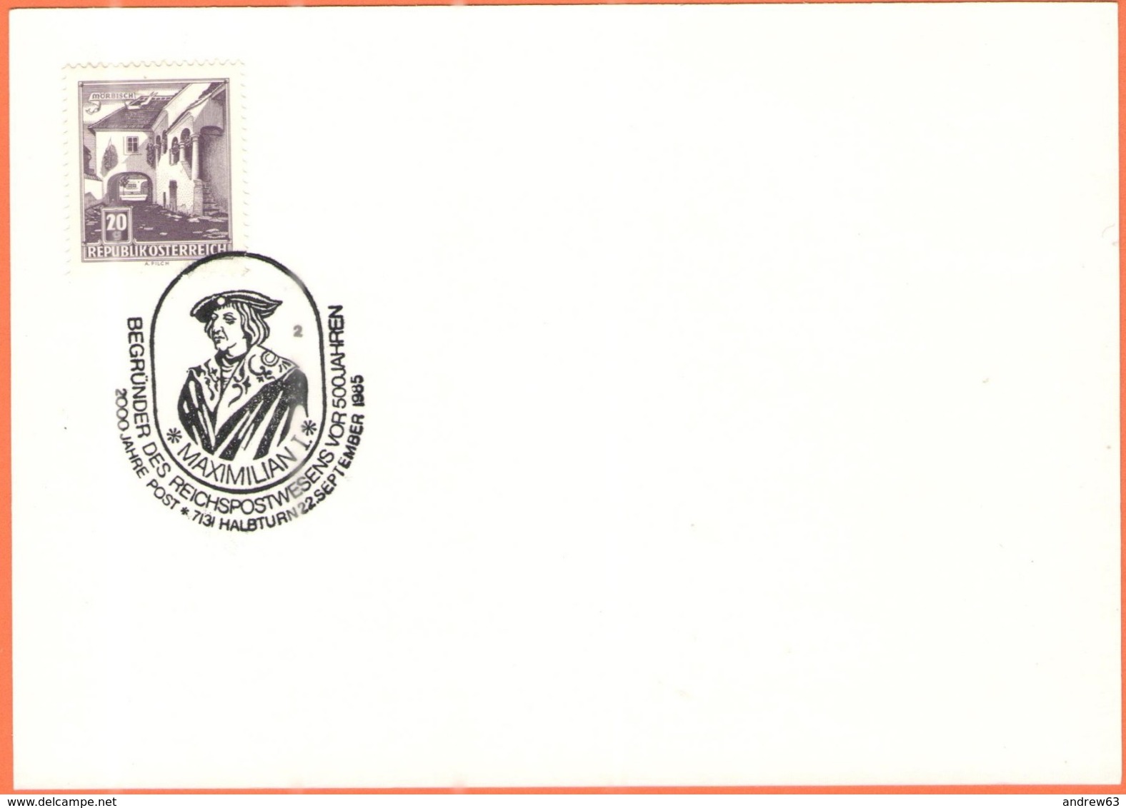 AUSTRIA - ÖSTERREICH - Autriche - 1985 - 20g Mörbisch + Sonderstempel Halbturn - Briefe U. Dokumente