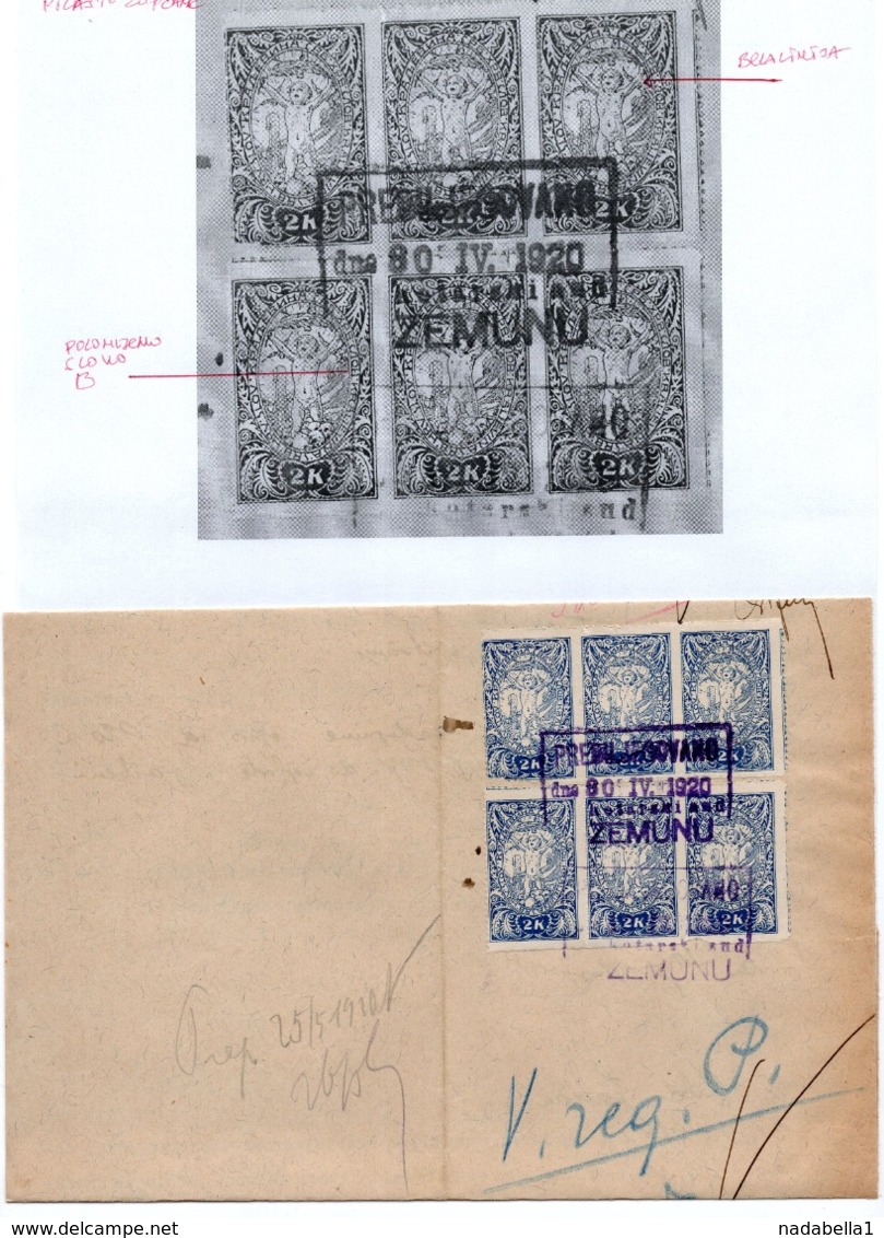 30.04.1920. KINGDOM OF SHS, ZEMUN, CHAIN BREAKERS, VERIGARI, POSTAL STAMPS AS REVENUE, ERROR ON PERFORATION-BROKEN - Covers & Documents