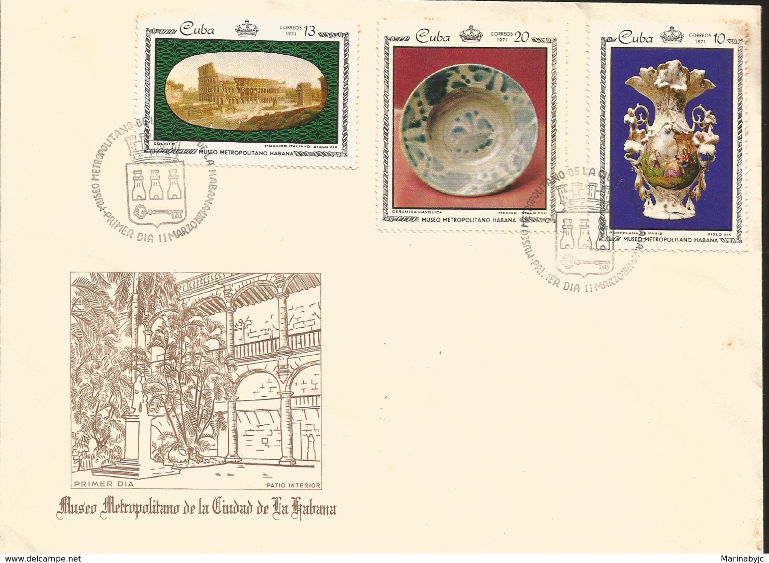 V) 1971 CARIBBEAN, PORCELAIN AND MOSAICS IN THE METROPOLITAN MUSEUM, HAVANA, COLOSSEUM, ITALIAN MOSAIC, MEXICAN BOWL, 17 - Lettres & Documents