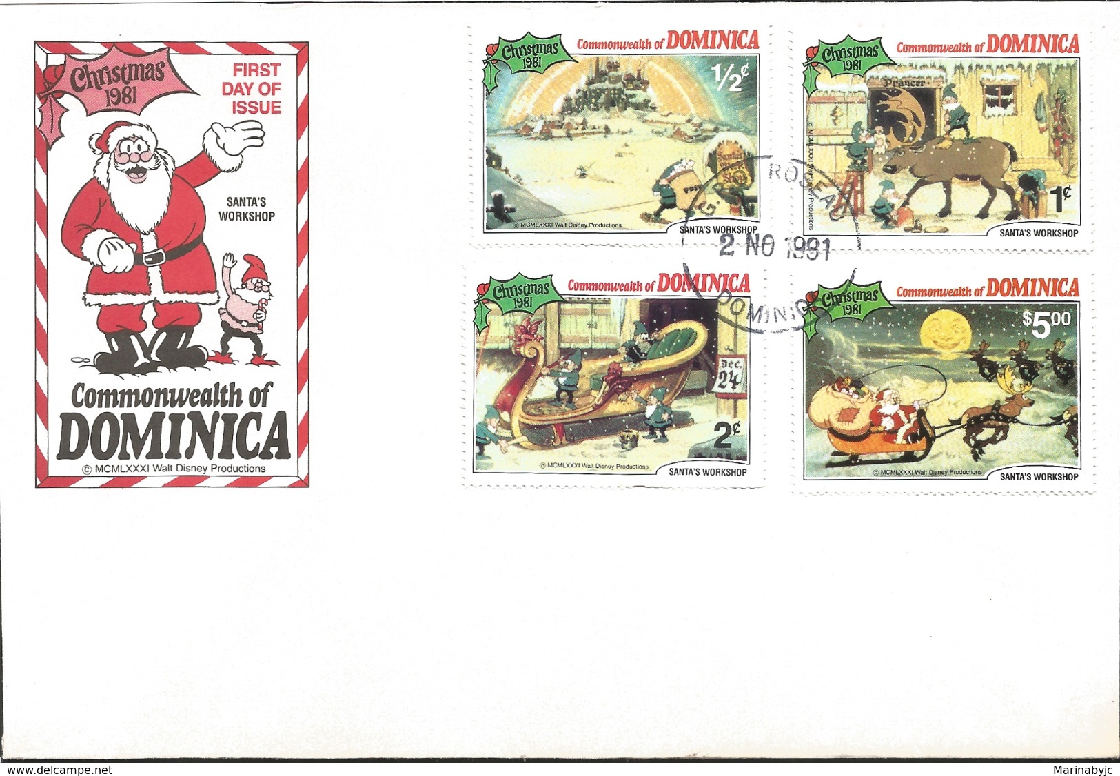 J) 1981 DOMINICAN REPUBLIC, SANTA'S WORKSHOP, MULTIPLE STAMPS, FDC - Dominica (1978-...)