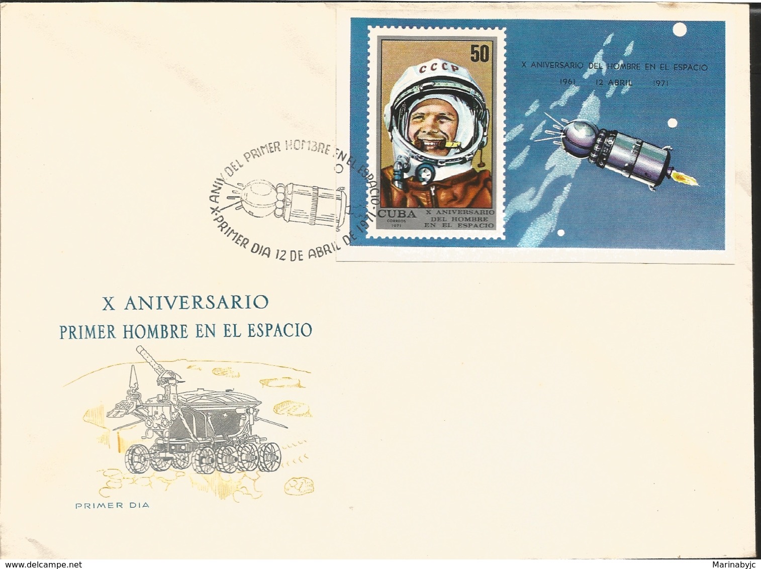 V) 1971 CARIBBEAN, MANNED SPACE FLIGHT 10TH ANNIVERSARY, SOUVENIR SHEET IMPERFORATED, HAS SIMULATED PERF, WITH SLOGAN CA - Covers & Documents