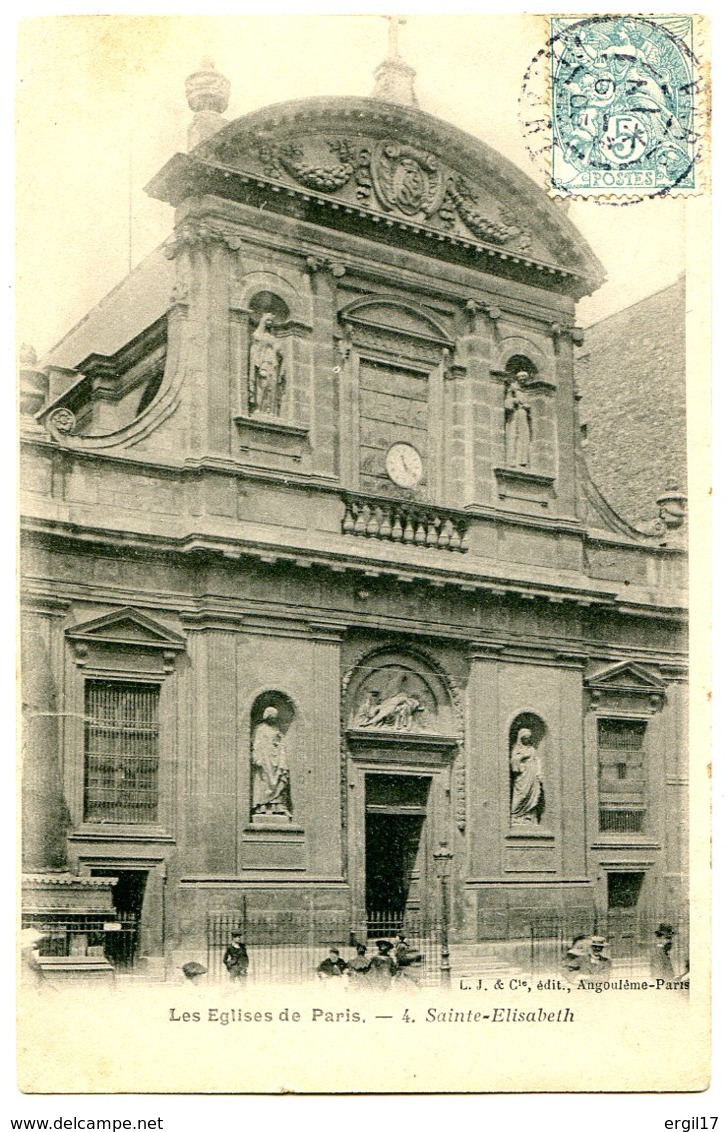 75003 PARIS - Les Eglises De Paris - N° 4 - Sainte-Elisabeth - Arrondissement: 03