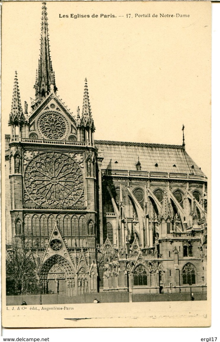 75004 PARIS - Les Eglises De Paris - N° 17 - Portail De Notre-Dame - District 04