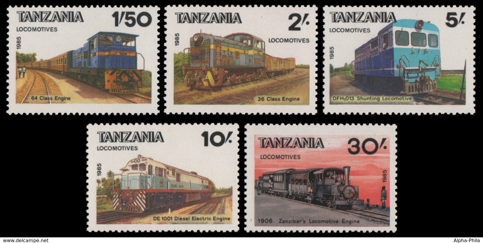 Tansania 1985 - Mi-Nr. 281-285 ** - MNH - Lokomotive / Locomotive - Tanzania (1964-...)