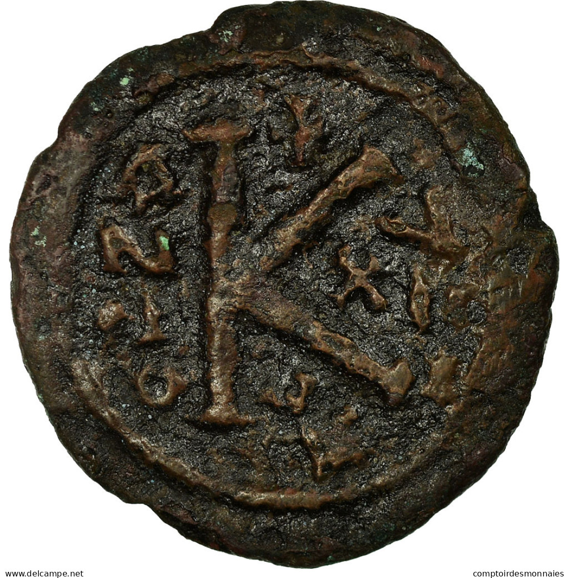 Monnaie, Justinien I, Demi-Follis, 544-545, Cyzique, TB, Cuivre, Sear:208 - Bizantine