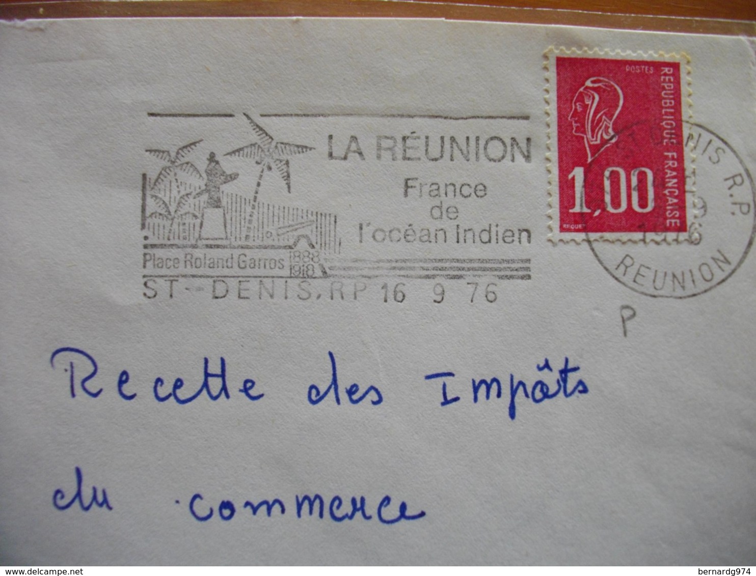 Réunion : Lettre De 1976 Pas De Tirets Du  Tout Dans La Date De La Flamme. - Autres & Non Classés