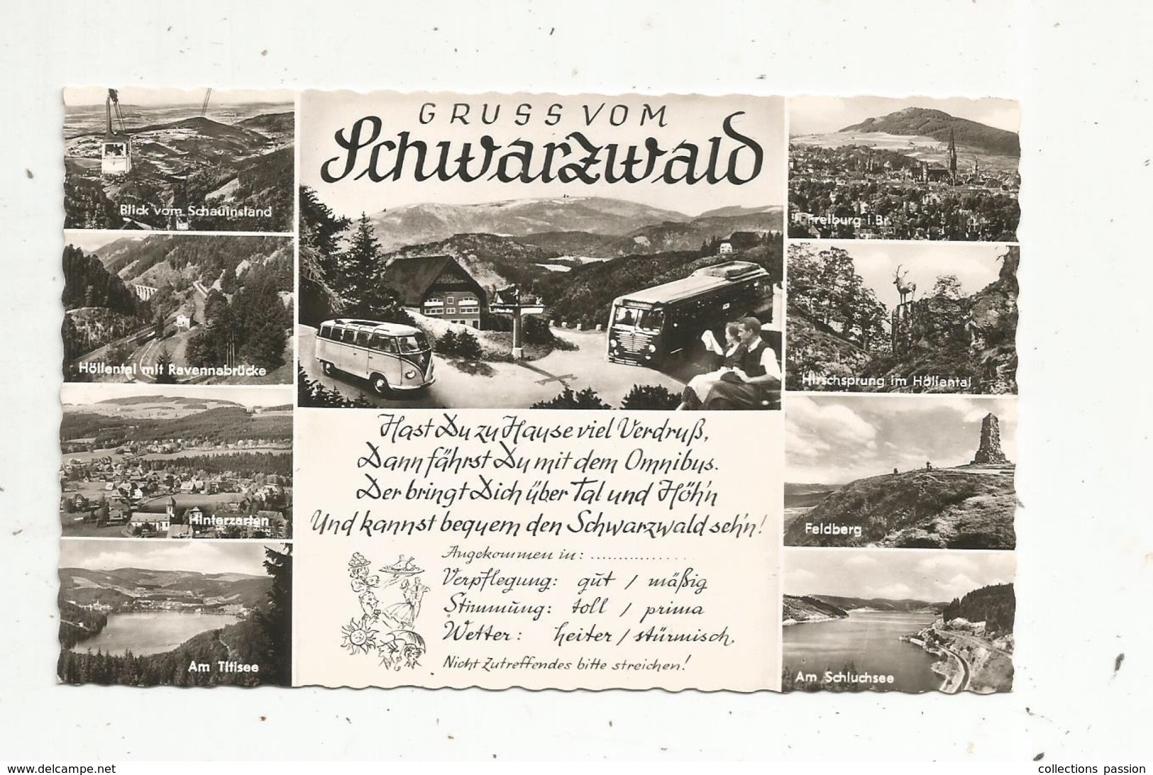 Cp, Automobile,  Bus & Autocars , Allemagne , Gruss Vom SCHWARZWALD ,multi Vues ,vierge - Autobus & Pullman