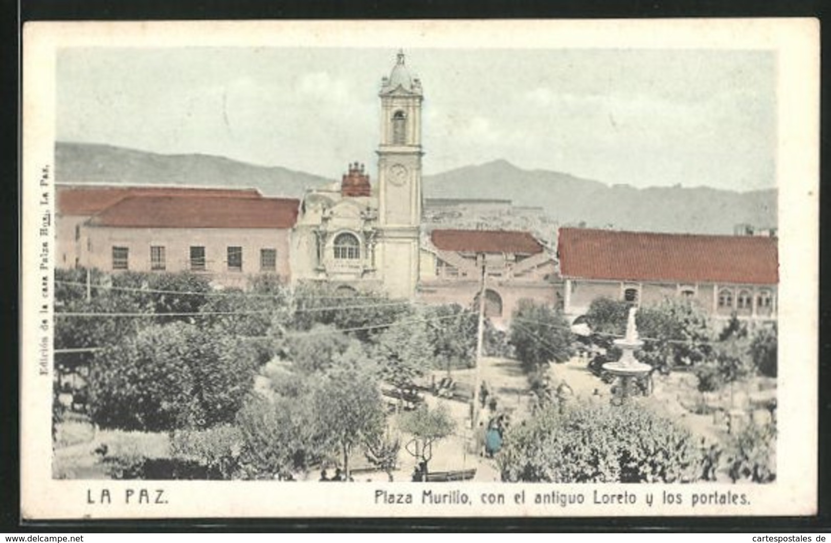 AK La Paz, Plaza Murillo Con El Antiguo Loreto Y Los Portales - Bolivien