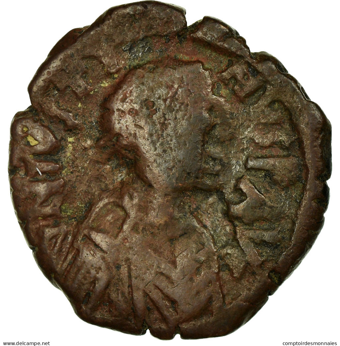 Monnaie, Justin I, Demi-Follis, 522-527, Constantinople, TB+, Cuivre, Sear:69 - Bizantine