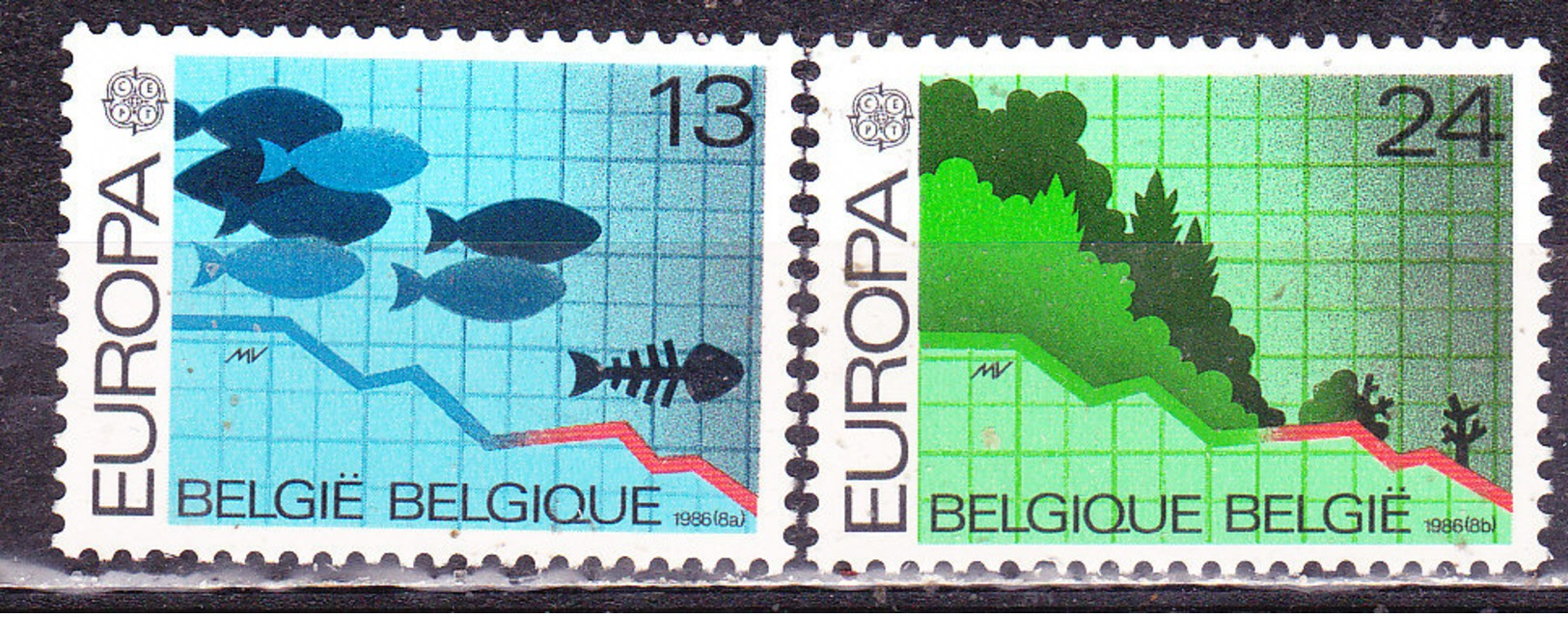 Europa CEPT 1986 Belgio-Protezione Natura -Serie Completa Nuova MNH** - 1986