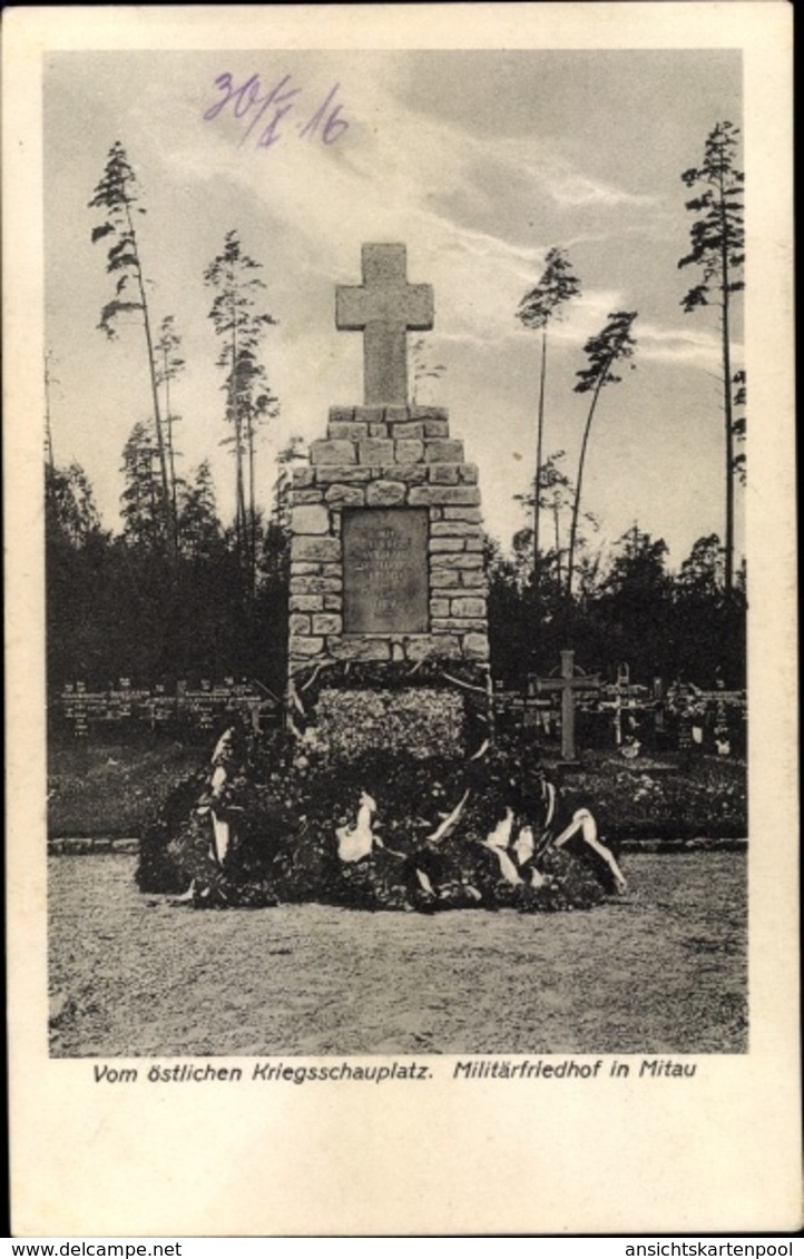 Cp Jelgava Mitau Lettland, Militärfriedhof, Kriegerdenkmal - Lettonia