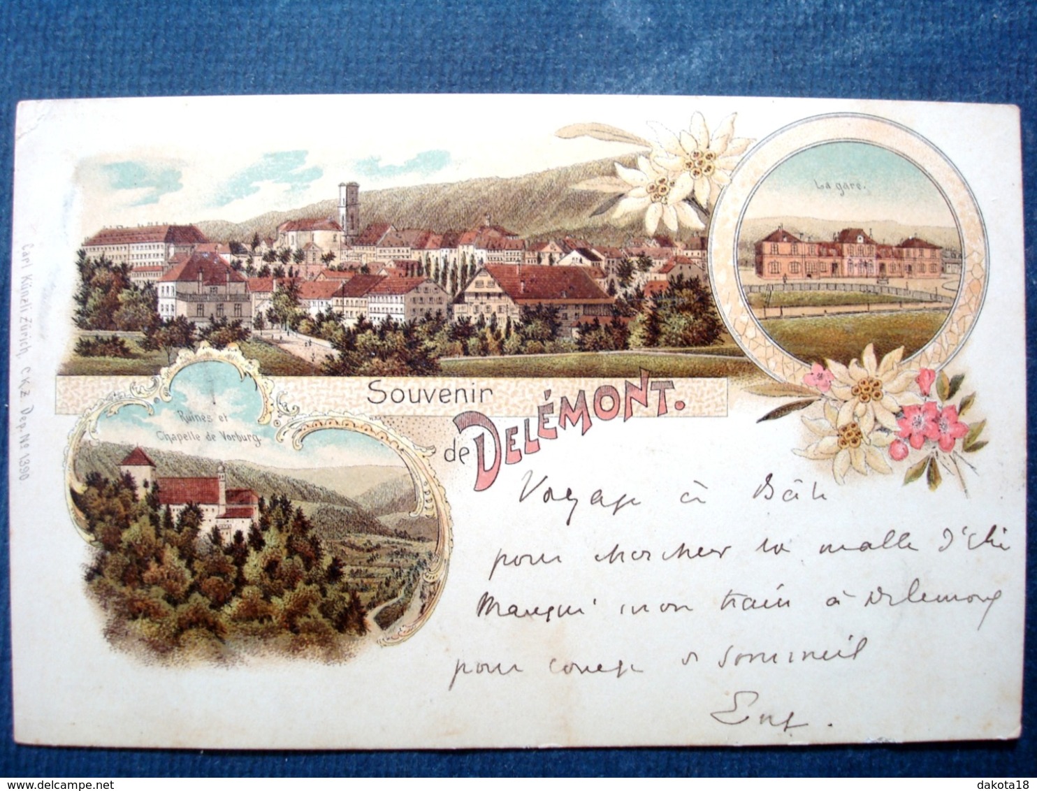 Suisse ,delémont ,souvenir De 1898 ......timbres Cachets Verso - Mon