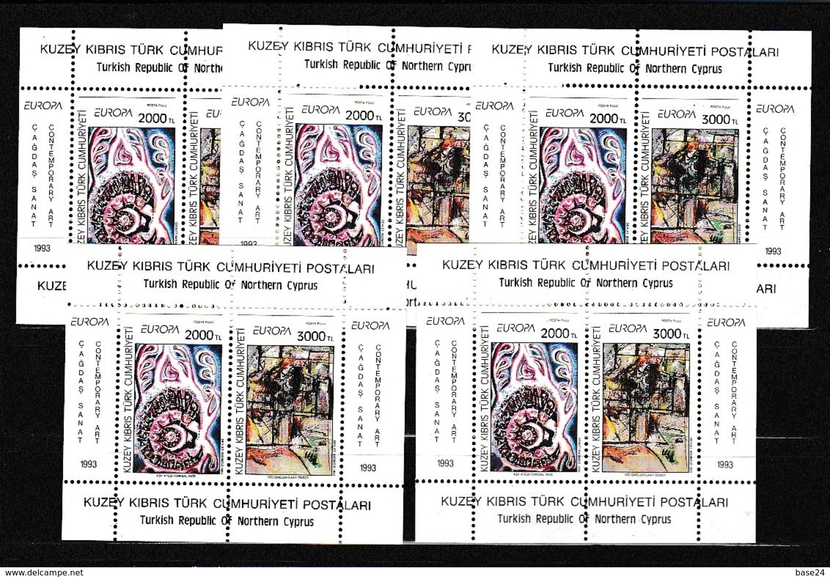 1993 Cipro Turca Turkish Cyprus EUROPA CEPT EUROPE 5 Foglietti MNH** Souv. Sheets - 1993