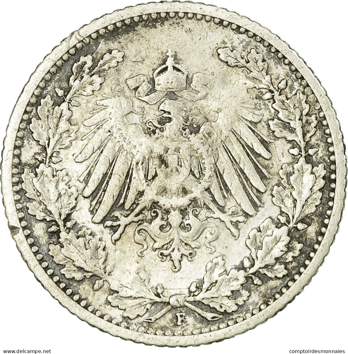 Monnaie, GERMANY - EMPIRE, 1/2 Mark, 1906, Stuttgart, TB+, Argent, KM:17 - 1/2 Mark