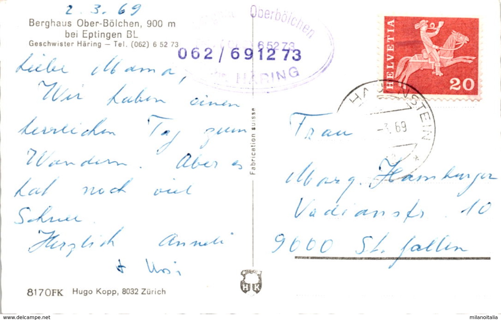 Berghaus Ober-Bölchen, Bei Eptingen BL (8170) * 2. 3. 1969 - Eptingen