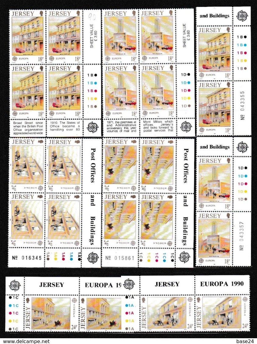 1990 Jersey EUROPA CEPT EUROPE 6 Serie Di 4v. In Quartina + Coppia MNH** - 1990