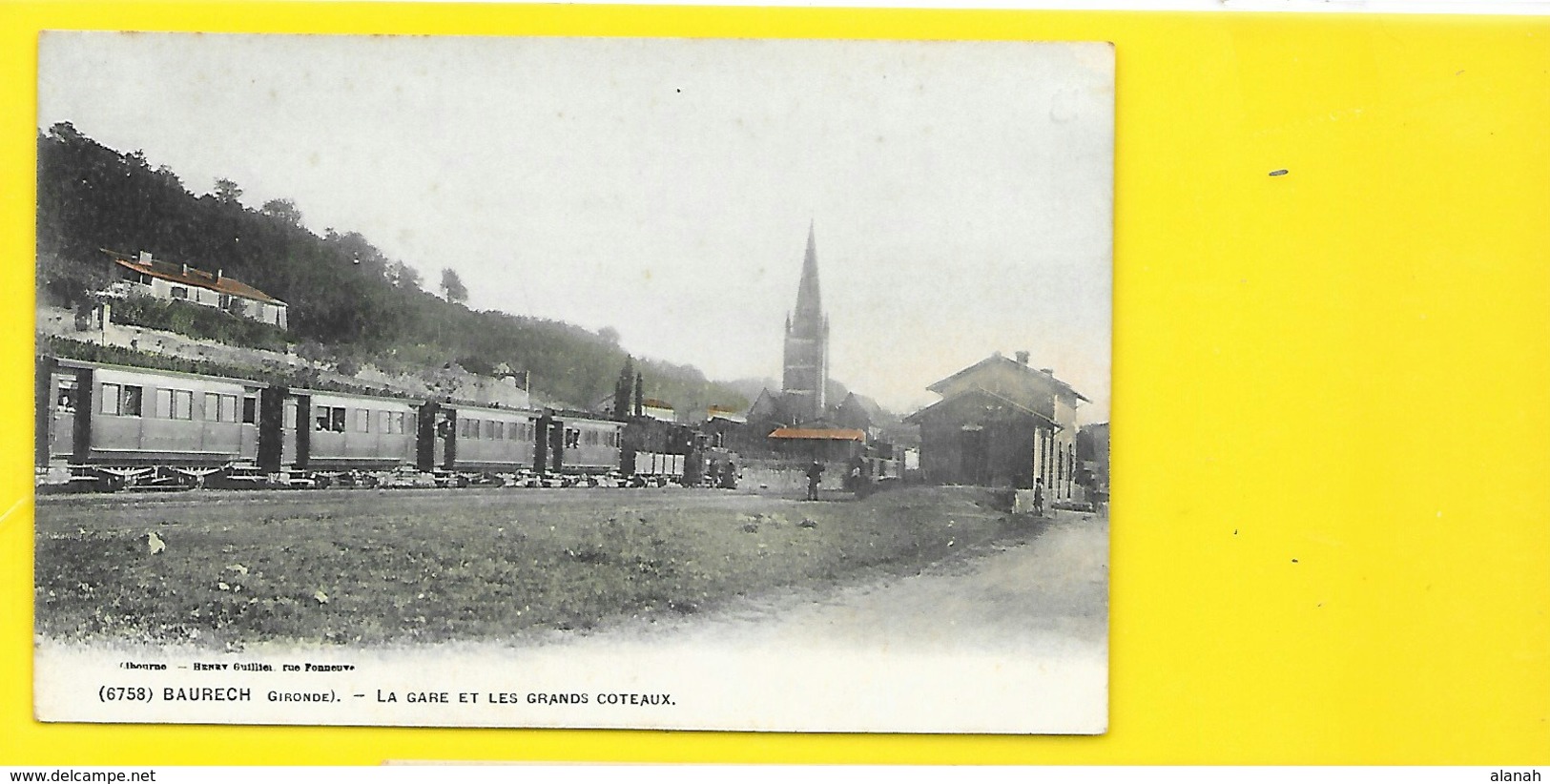 BAURECH Rare Colorisée La Gare Et Les Grands Coteaux (Guillier) Gironde (33) - Autres & Non Classés