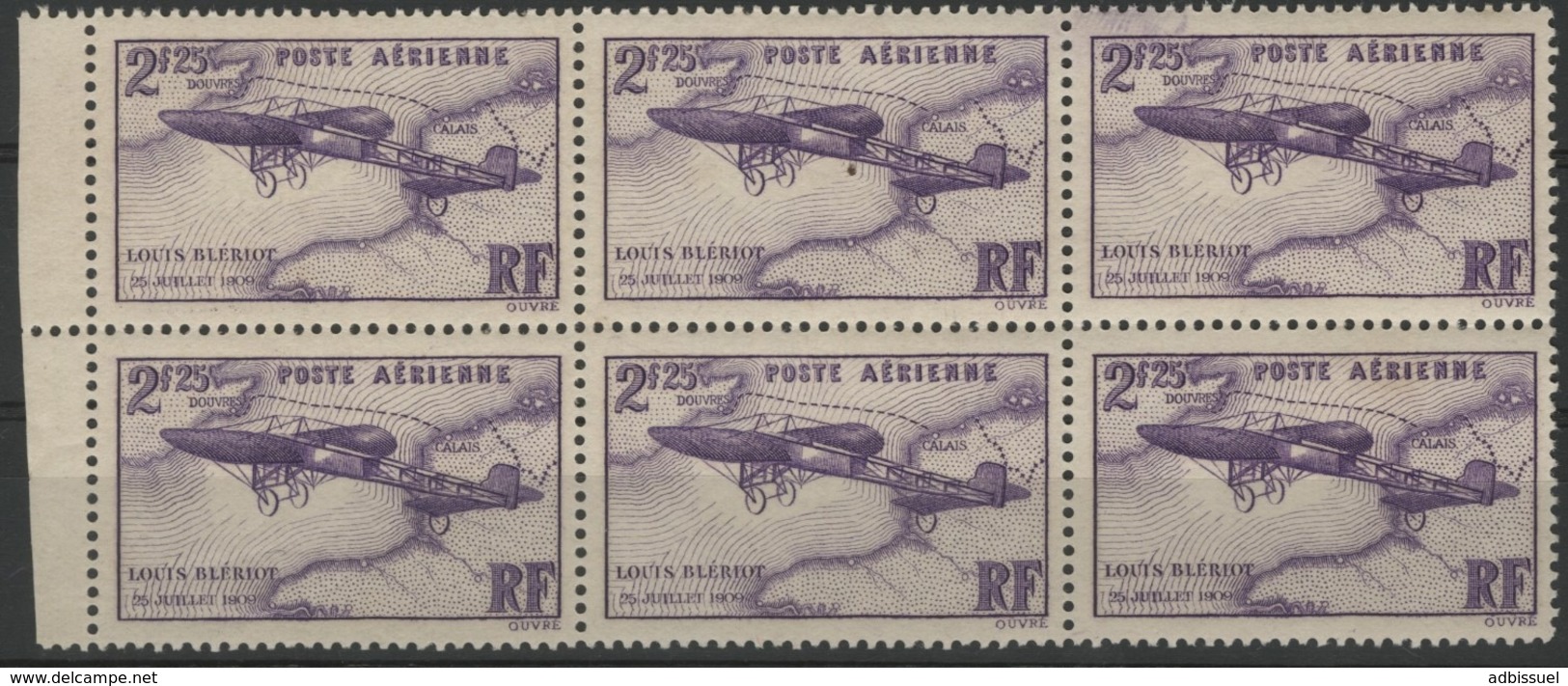 Poste Aérienne N° 7, Bloc De 6 Du 2F 25 Lilas "Louis Blériot". Neuf.  Voir Description - 1927-1959 Mint/hinged