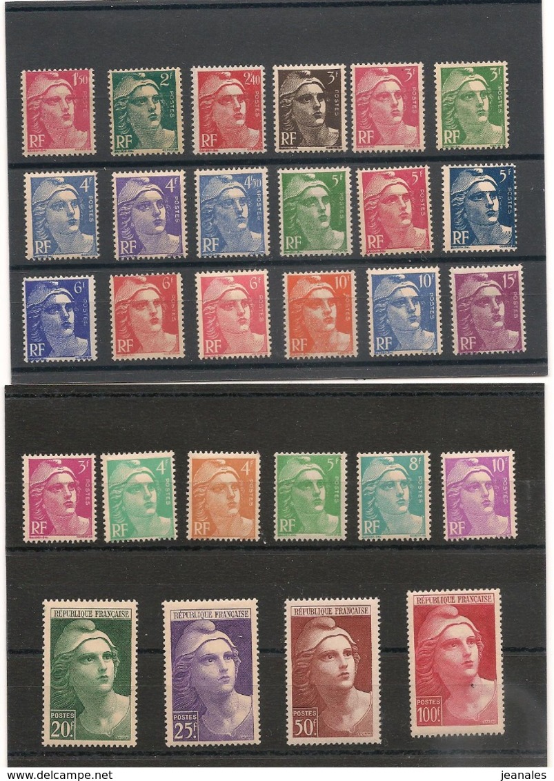 FRANCE Années 1945/48  N°Y/T : Marianne De GANDON*  Côte 37,00 € - Neufs