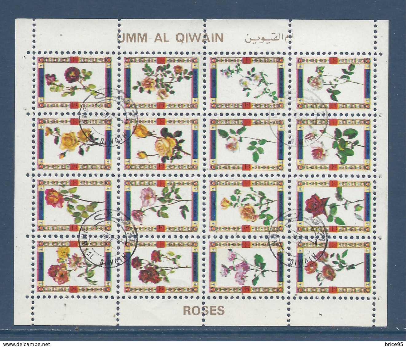 Umm Al Qiwain - Bloc Feuille - Roses - Oblitéré - 1972 - Umm Al-Qaiwain