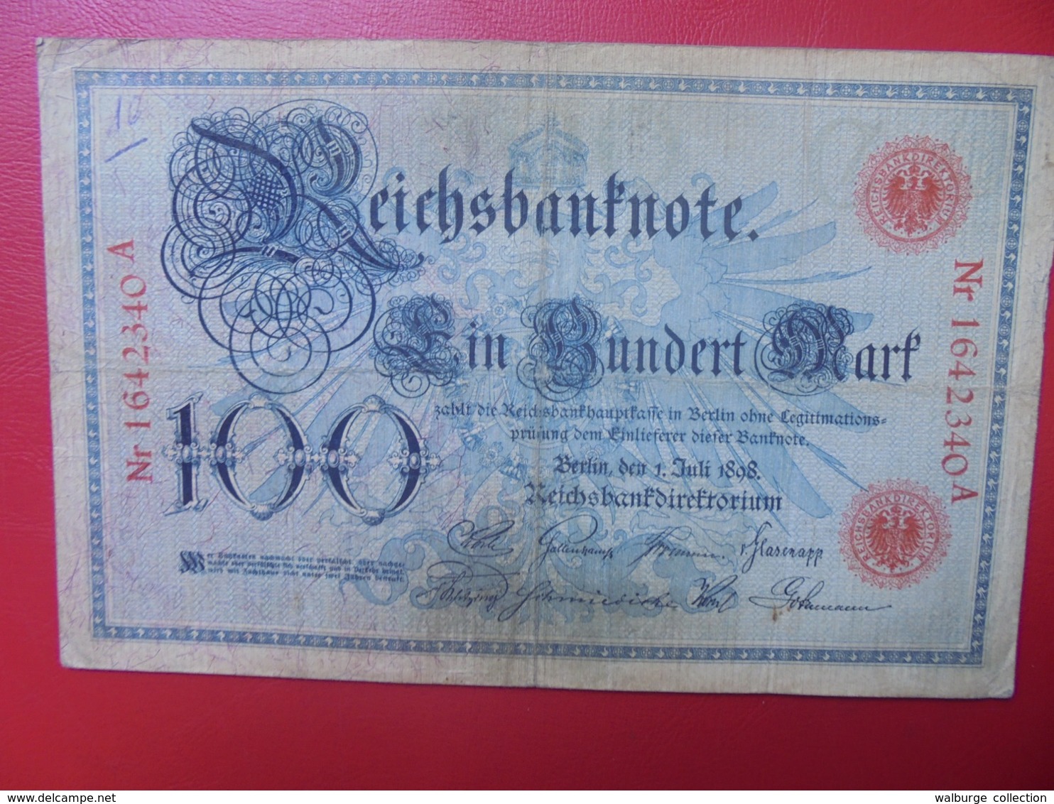 Reichsbanknote 100 MARK 1898 (DATE +RARE) CIRCULER - 100 Mark