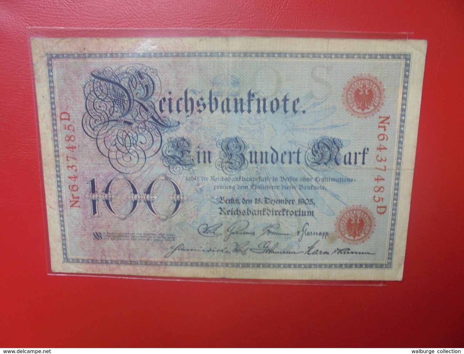 Reichsbanknote 100 MARK 1905 (DATE +RARE) CIRCULER - 100 Mark