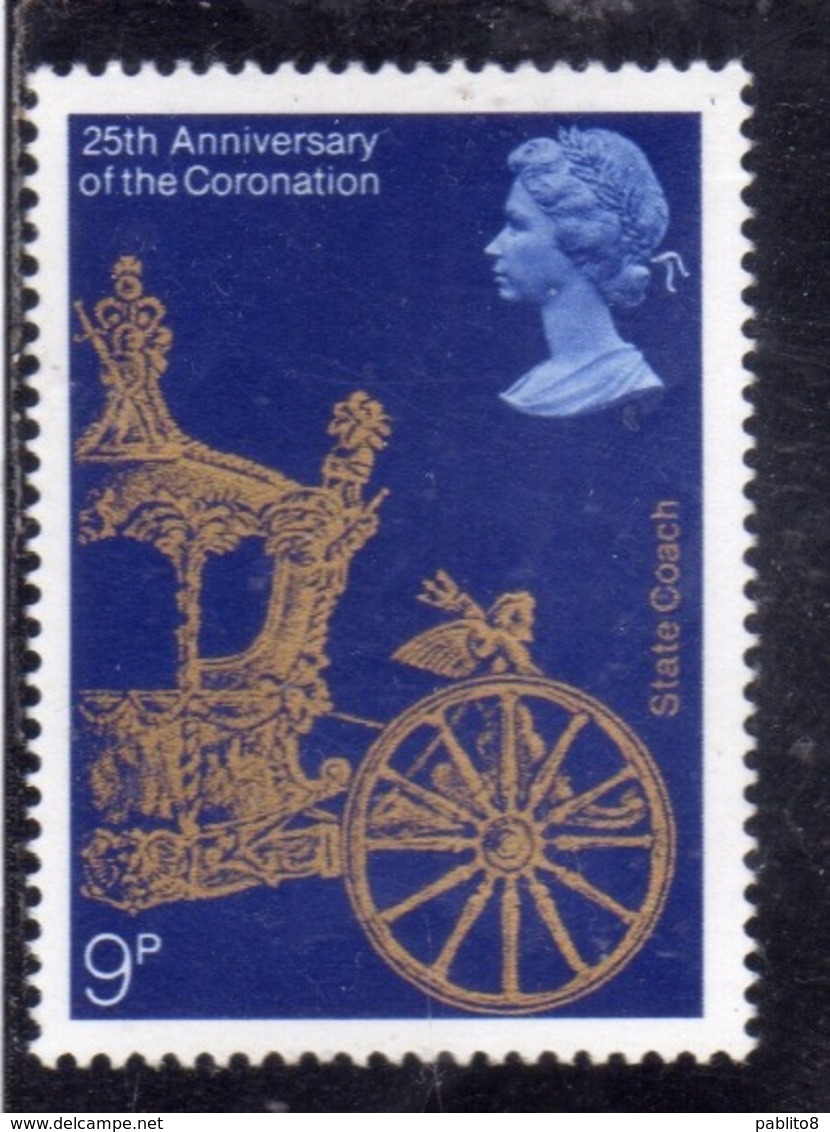 GREAT BRITAIN GRAN BRETAGNA 1978 CORONATION OF QUEEN ELIZABETH II 25th ANNIVERSARY 9p MNH - Nuovi