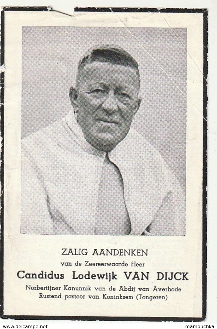 Dp. Candidus Lodewijk Van Dijck Norbertijner Kanunnik Averbode Testelt Brazilië Schoot Kortenbos Koninksem Tongeren 1958 - Images Religieuses