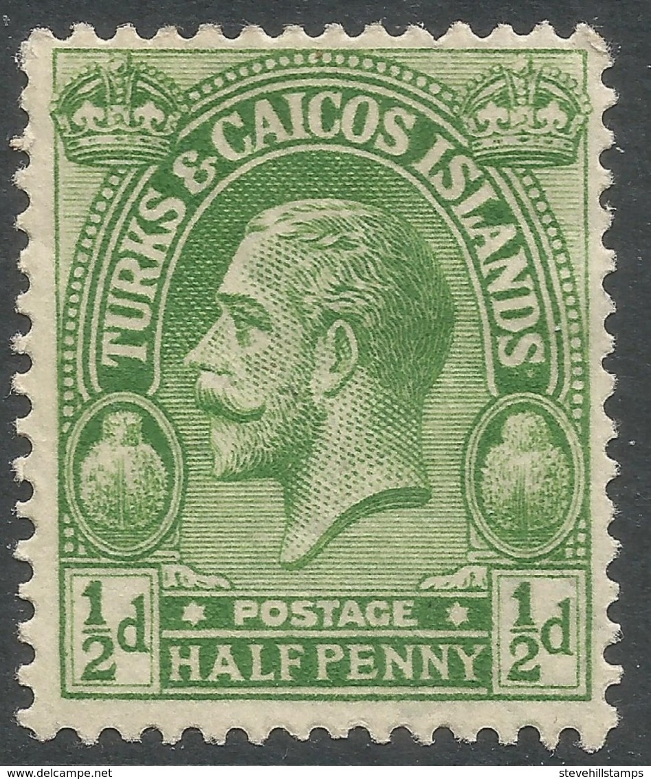 Turks & Caicos Islands. 1922-26 KGV. ½d MH. Mult Script CA W/M SG 163 - Turks And Caicos