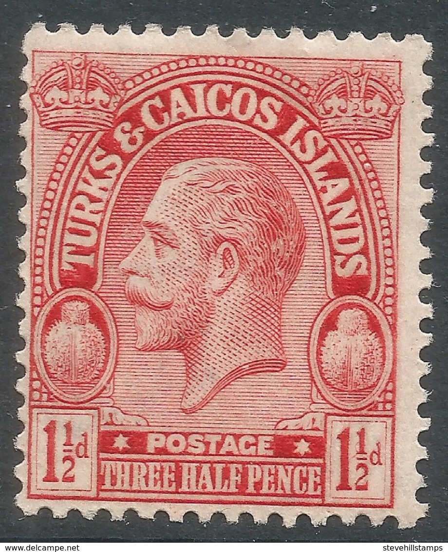 Turks & Caicos Islands. 1922-26 KGV. 1½d MH. Mult Script CA W/M SG 165 - Turks And Caicos