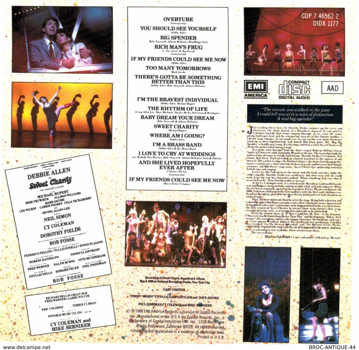 CD N°1182 - SWEET CHARITY - DEBBIE ALLENS AS SWEET CHARITY - BROADWAY CAST ALBUM - COMPILATION - Musique De Films